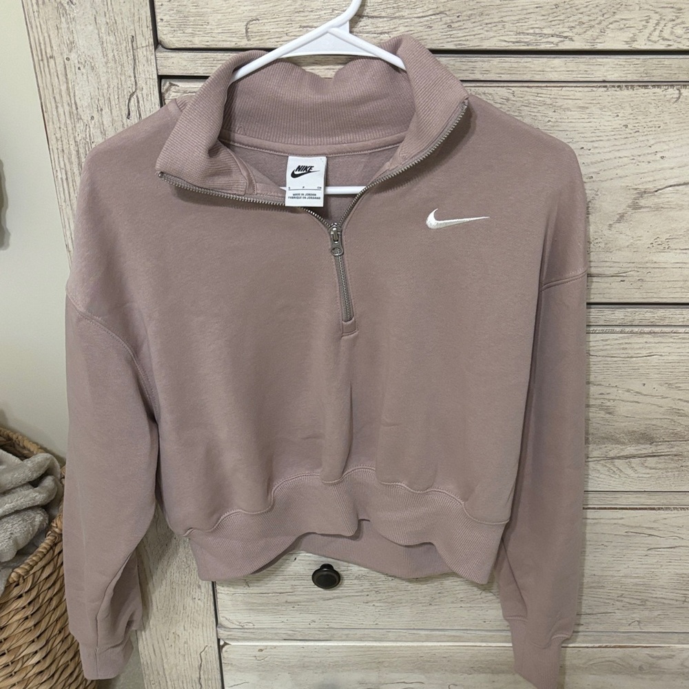 Nike Women's Dusty Pink Half-Zip Sweatshirt